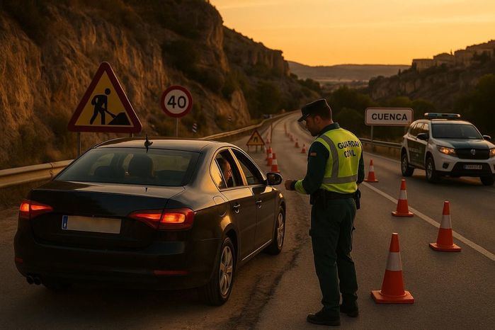 La Guardia Civil de Cuenca controla casi mil vehículos en una campaña especial sobre obras en carretera: 15 conductores sancionados