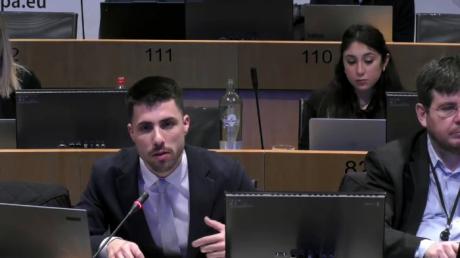 Mario Vega, coordinador de la Red SSPA, durante su intervención en el Comité Europeo de las Regiones en Bruselas.