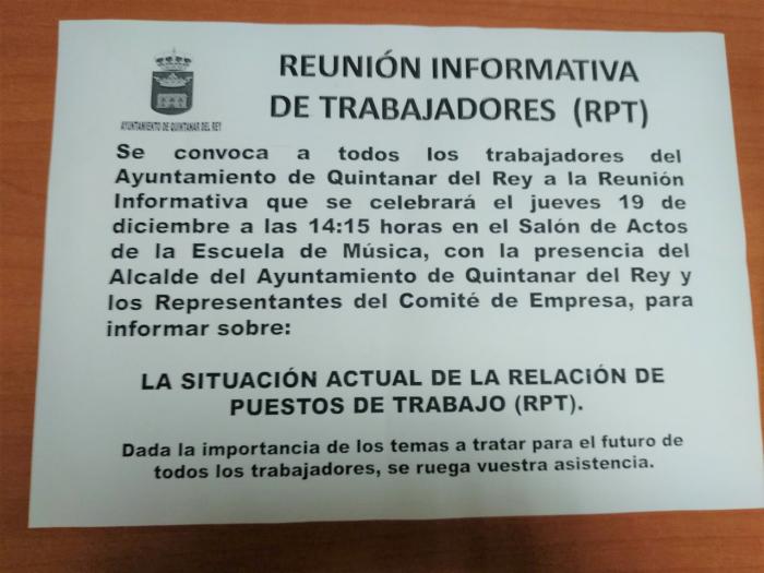 El comité de empresa del Ayuntamiento de Quintanar del Rey denuncia ante la Inspección de Trabajo una nueva convocatoria irregular a la plantilla