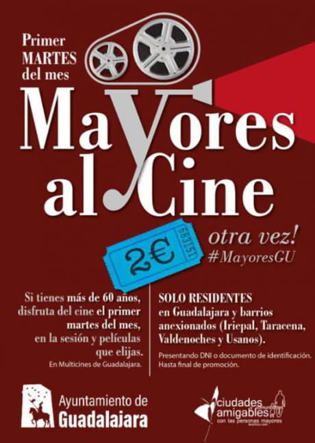 ‘Mayores al cine’ regresa el 2 de noviembre a Guadalajara con un precio de 2€ por entrada el primer martes de cada mes