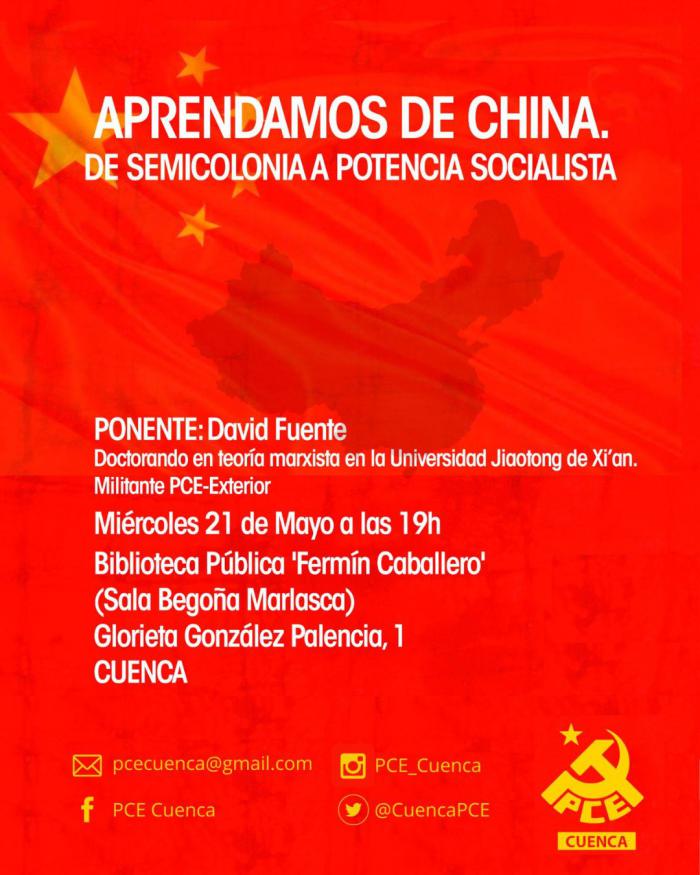 El PCE celebra en Cuenca una charla sobre el ascenso de China a potencia global