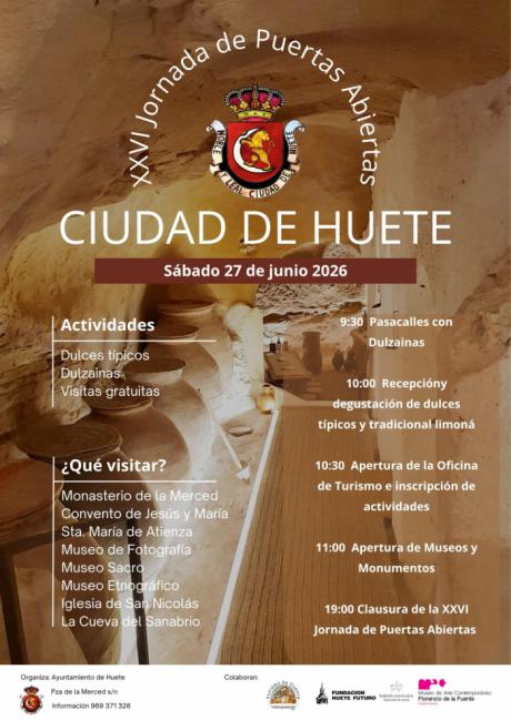 Huete celebrará el 27 de junio su XXVI Jornada de Puertas Abiertas para mostrar su riqueza patrimonial y cultural