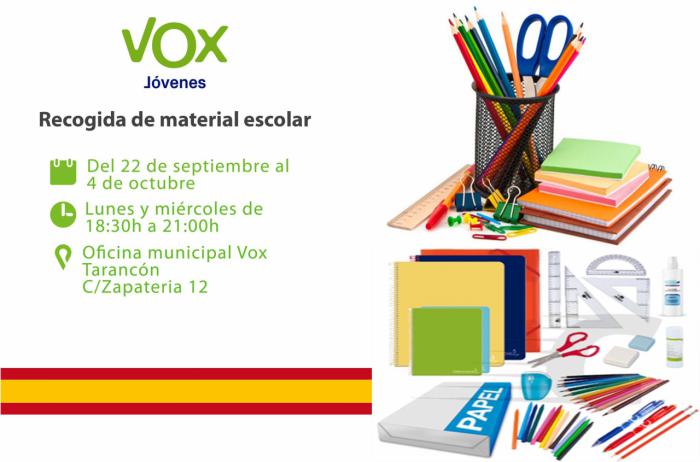 VOX Tarancón lanza una campaña de recogida de material escolar