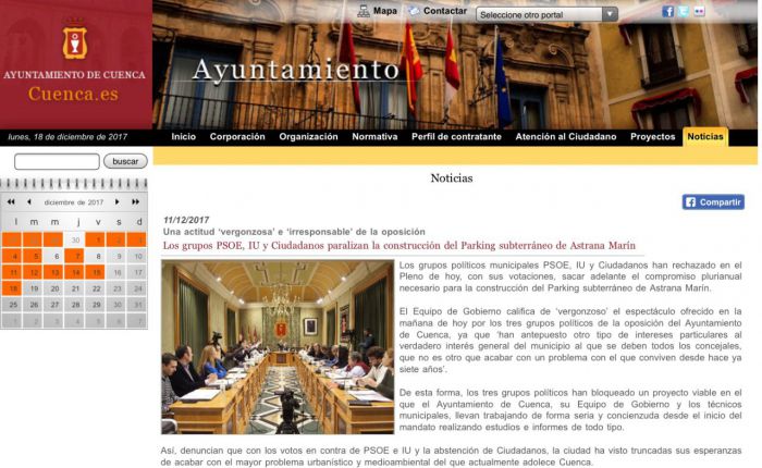 Denuncian el uso partidista de la web del Ayuntamiento por parte de Mariscal