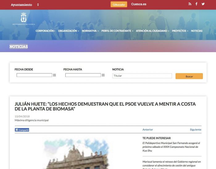 Denuncian por tercera vez el uso partidista de la web del Ayuntamiento de Cuenca