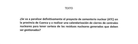 IU pregunta en el Congreso por la paralización del ATC en Villar de Cañas