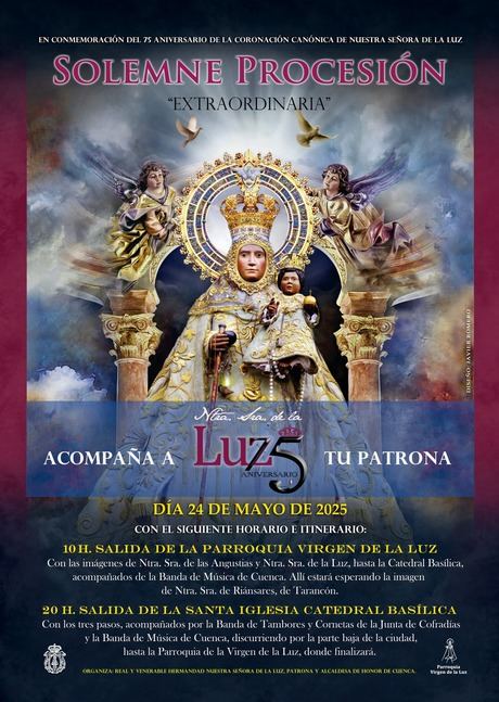 Procesión histórica en Cuenca por el 75º aniversario de la Coronación Canónica de su patrona