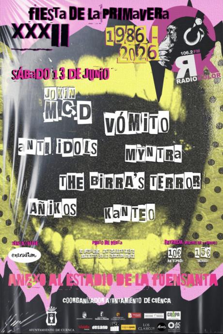 Jokin MCD, Vómito y bandas conquenses protagonizan los 40 años de la Fiesta de la Primavera