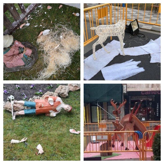 Decapitan a un reno y roban y rompen varias figuras del Belén de la Plaza de la Hispanidad