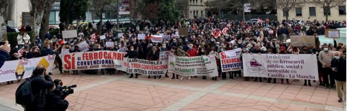 Manifestación del 19 de diciembre de 2021 en defensa del tren convencional