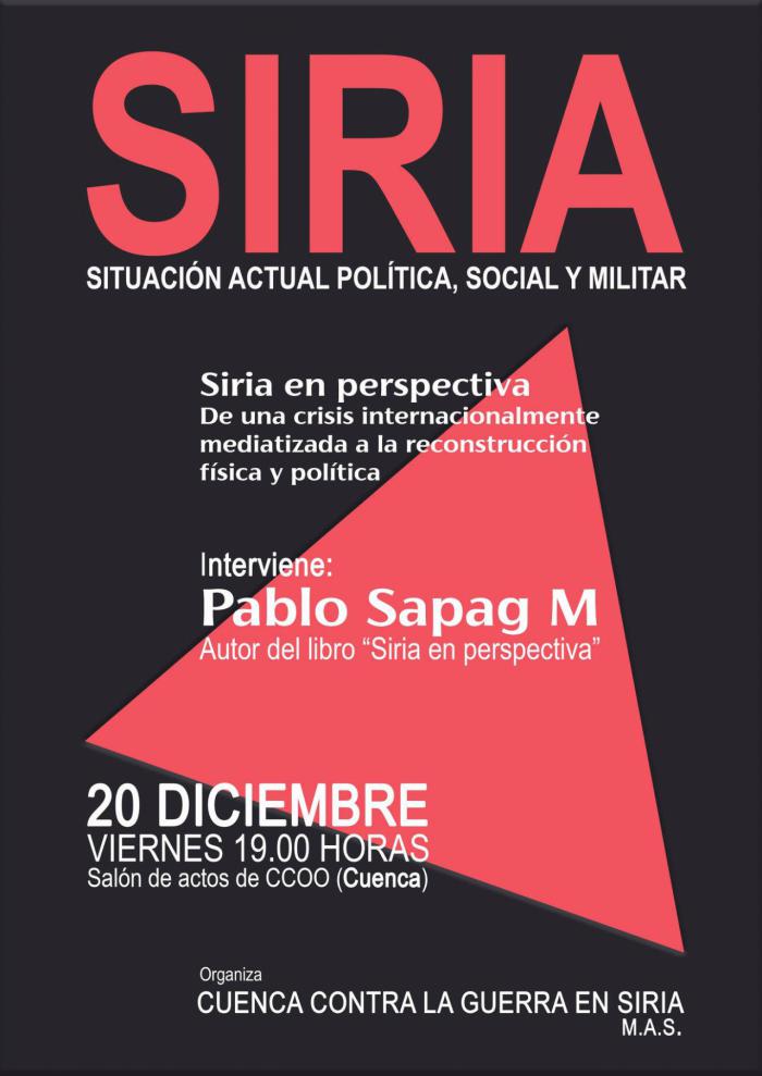 El periodista y profesor de la Complutense Pablo Sapag trae a Cuenca la actualidad de Siria y su último libro