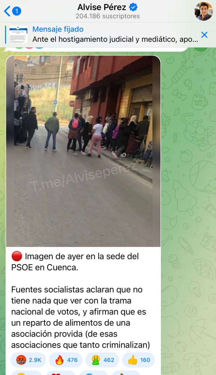 Grupo Telegram  de Alvise Pérez