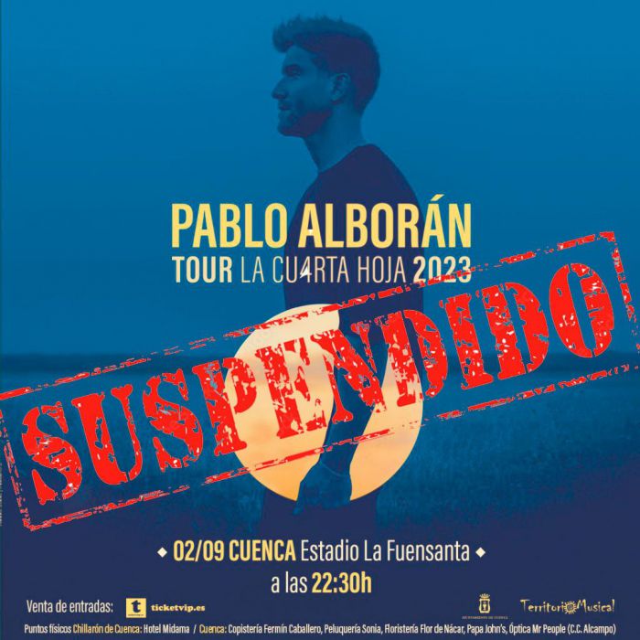 Suspendido el concierto de Pablo Alborán en Cuenca