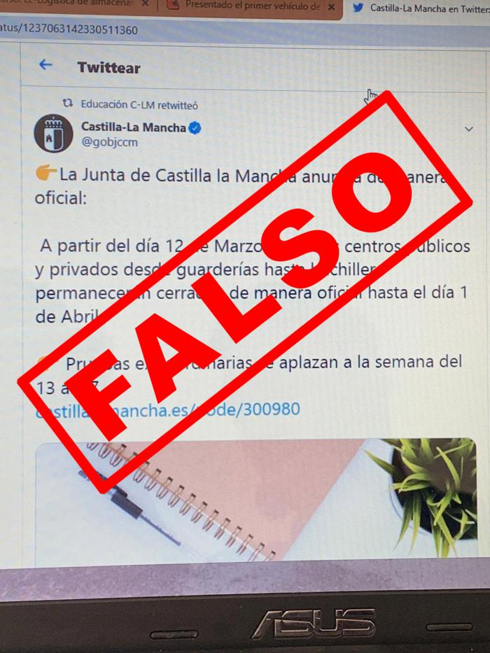 La Junta denuncia un bulo en redes sociales que da instrucciones falsas sobre el cierre de colegios públicos