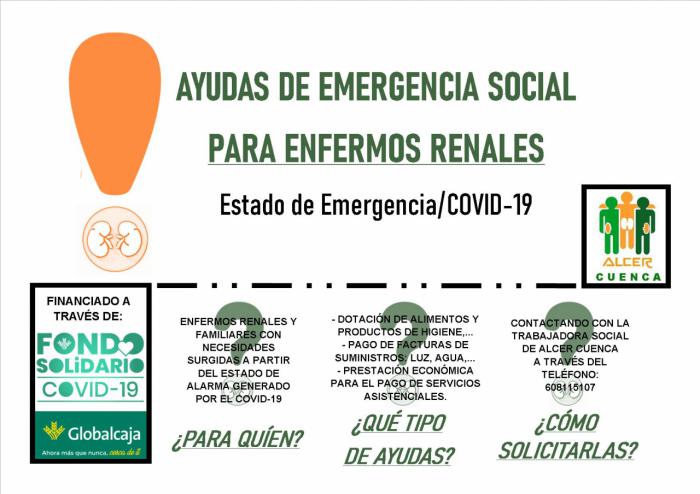 


ALCER Cuenca convoca ayudas de emergencia social para enfermos renales afectados por la situación de emergencia


