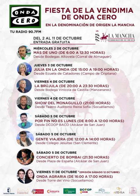 Las estrellas de Onda Cero celebran la Fiesta de la Vendimia desde las bodegas y cooperativas más prestigiosas de la DO La Mancha