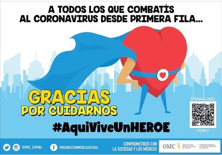 El Colegio de Me&#769;dicos de Cuenca apoya la campan&#771;a #Aqui&#769;ViveunHe&#769;roe en apoyo a los profesionales que cada di&#769;a se enfrentan al coronavirus
