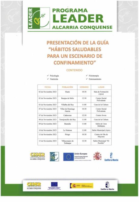 CEDER Alcarria Conquense presentará la guía ‘Hábitos saludables para un escenario de confinamiento’ en diez municipios de la comarca