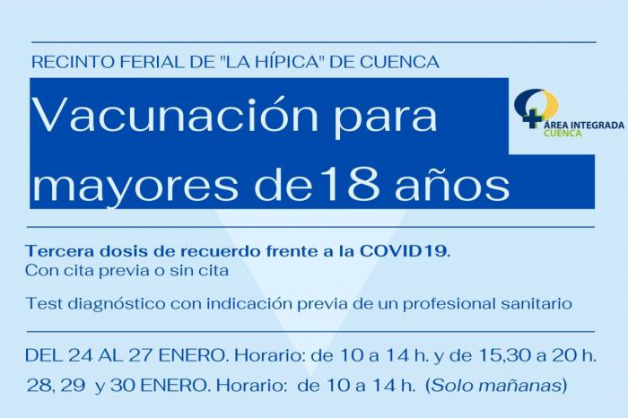 Sanidad amplía esta semana la administración de la tercera dosis de recuerdo para todos los mayores de 18 años de Cuenca