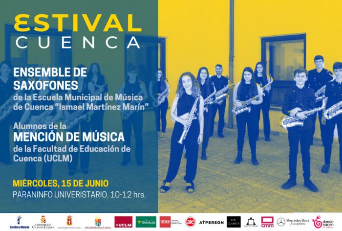 El Ensemble de Saxofones de la EMM de Cuenca protagoniza dos conciertos didácticos gratuitos para escolares en Estival Cuenca 22