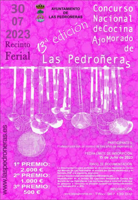 El Ayuntamiento de Las Pedroñeras convoca el XIII Concurso Nacional de Cocina ‘Ajo Morado’ dotado con 3.500 euros en premios