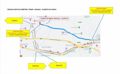 El pintado de marcas viales y colocación de barrera de la carretera de acceso a Nohales implican el corte al tráfico este jueves 31 de agosto