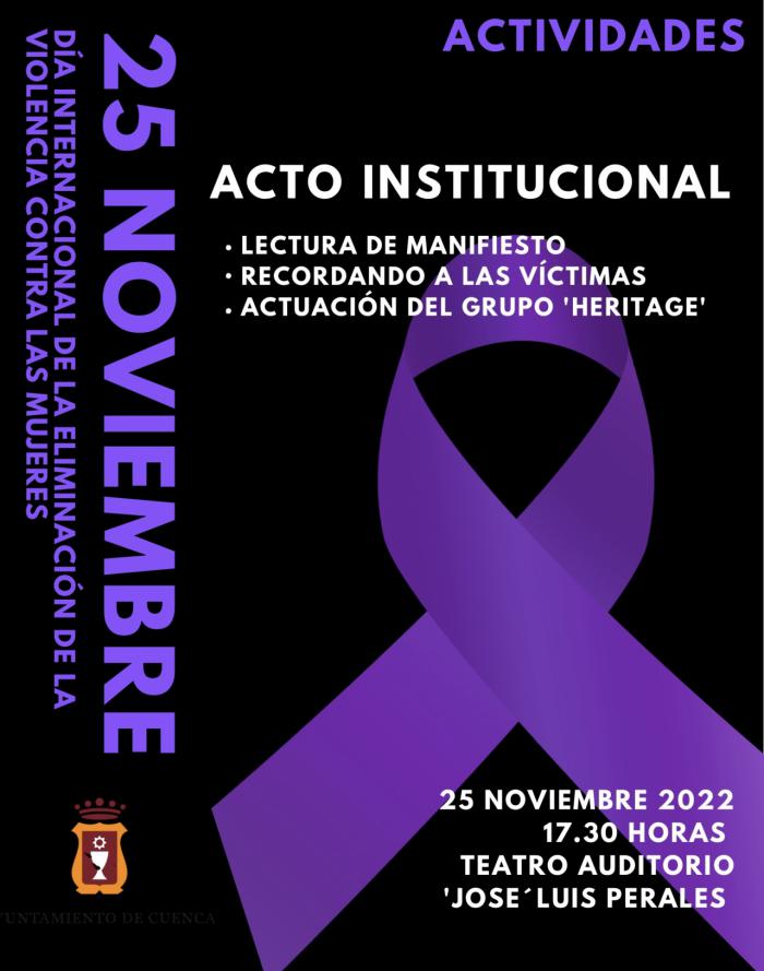 El Ayuntamiento invita a la ciudadanía a participar en el acto institucional con motivo del Día para la Eliminación de la Violencia Contra la Mujeres