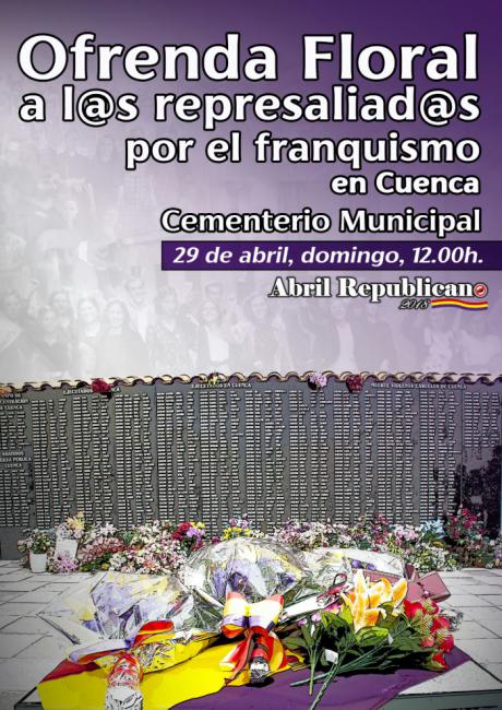 Un año más se celebrará la ofrenda floral en el Cementerio Municipal de Cuenca a los represaliados por el Franquismo