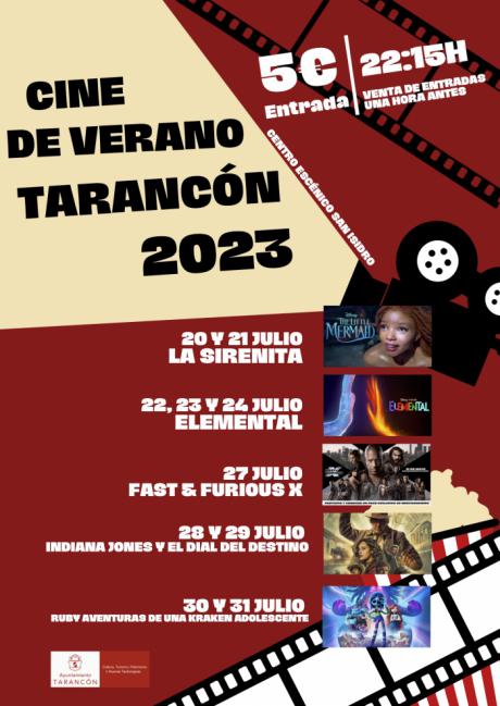La programación del cine de verano de Tarancón continúa con ‘La Sirenita’, ‘Elemental’ ‘Fasta &amp; Furious X’, Indiana Jones y Ruby