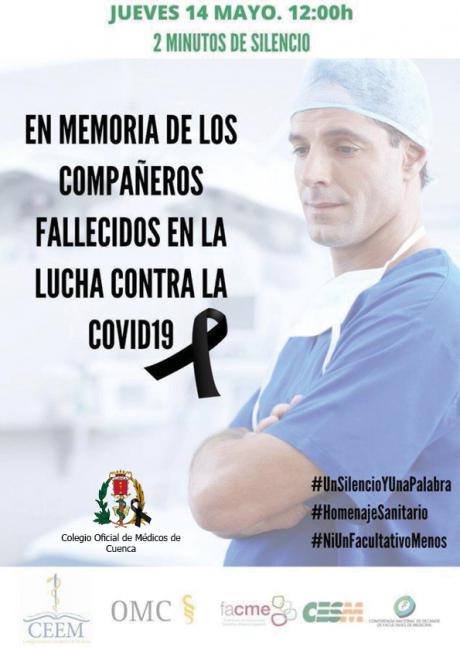 El Colegio de Me&#769;dicos de Cuenca, se suma a homenajear a todos los sanitarios fallecidos el pro&#769;ximo jueves