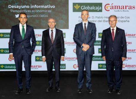Globalcaja y el Consejo de Cámaras de Comercio de Castilla-La Mancha reúnen a más de 200 empresarios en una conferencia a cargo del Gobernador del Banco de España