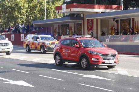 El 112 y Protección Civil representan a Castilla-La Mancha en el desfile con motivo de la Fiesta Nacional, en Madrid