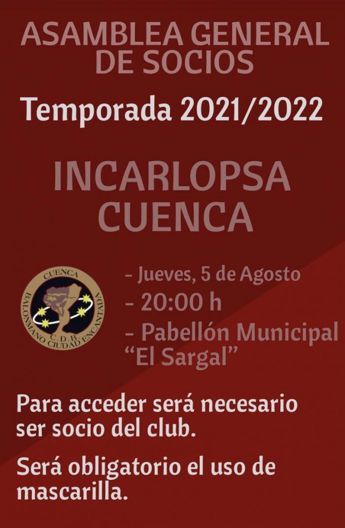 El Incarlopsa Cuenca celebra este jueves una asamblea general ordinaria