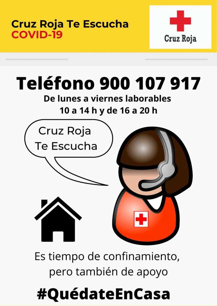 900 107 917, servicio 'Cruz Roja te escucha' para ofrecer apoyo psicosocial frente al COVID-19