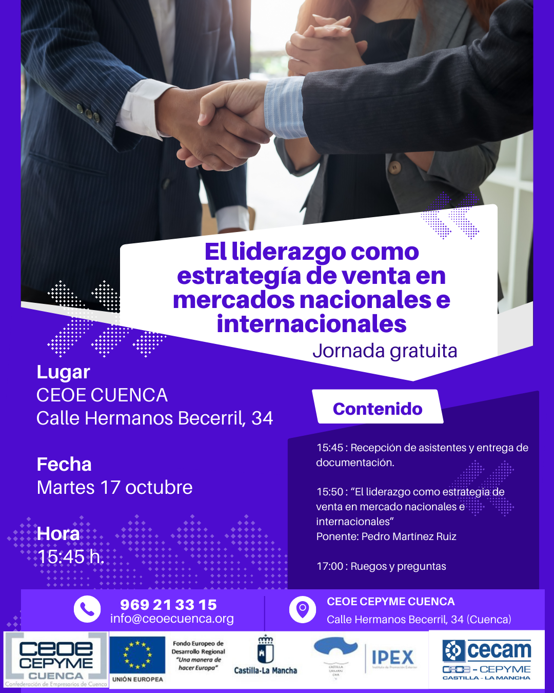 CEOE CEPYME Cuenca invita a sus empresarios a participar en una jornada sobre liderazgo y mercados internacionales