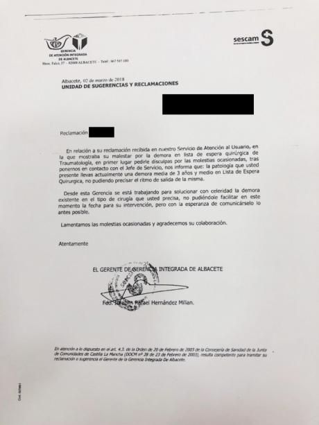 Una vecina de Villanueva de La Jara tendrá que esperar tres años y medio para ser operada en el Sescam