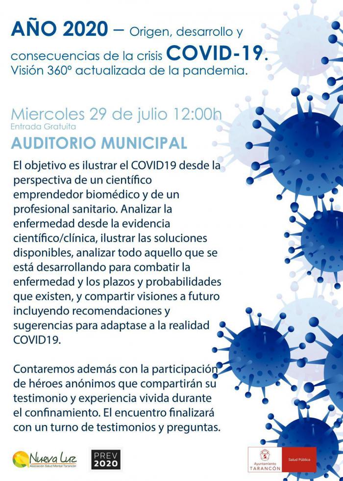 El Auditorio de Tarancón acoge el miércoles 29 de julio la jornada ´Año 2020. Origen, desarrollo y consecuencias de la crisis COVID-19´