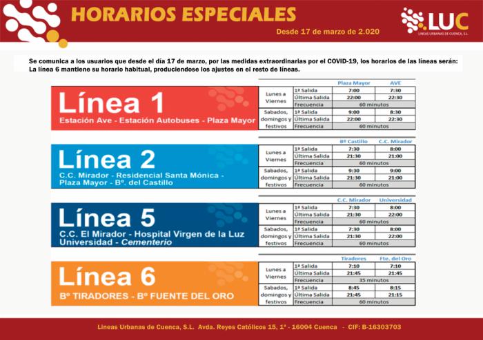 Los autobuses urbanos, salvo la línea 6 que llega al hospital, pasan a tener una frecuencia de una hora desde este lunes a las 15 horas