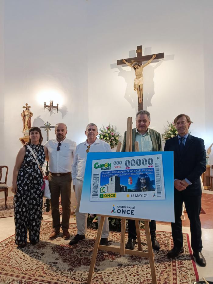 El V Centenario de la Parroquia de San Miguel Arcángel y el Cristo Arrodillado de Belinchón, en el cupón de la ONCE