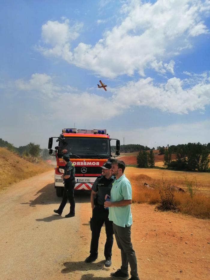 El diputado provincial Daniel Pérez Osma visita la zona del incendio de Barchín del Hoyo