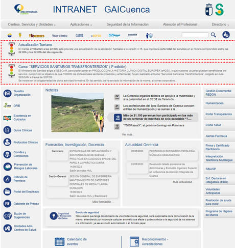 La intranet de la Gerencia del Área Integrada de Cuenca ha recibido más de 340.000 visitas y 843.000 consultas de páginas del portal corporativo