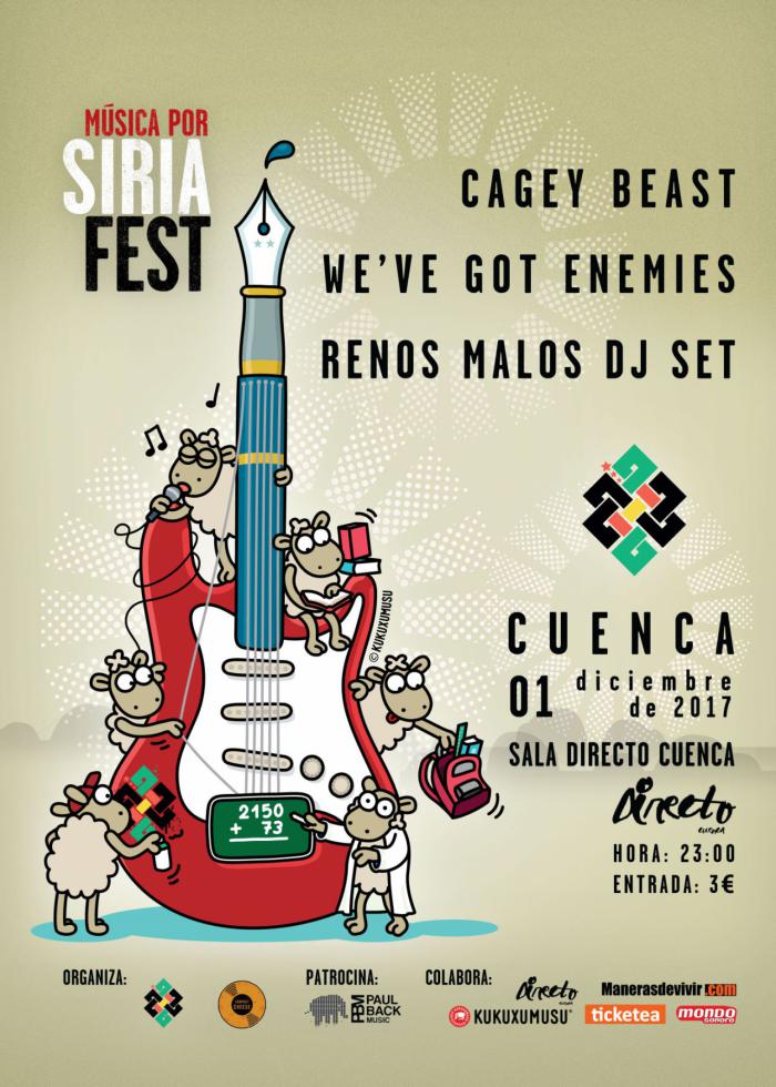 Compact Cheese Music organiza en Cuenca el festival Música Por Siria Fest el próximo 1 de diciembre