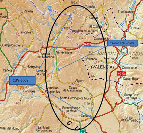 Las obras de mejora de la carretera CUV-5003 conllevará el corte del tráfico en el tramo entre Salvacañete y El Cubillo