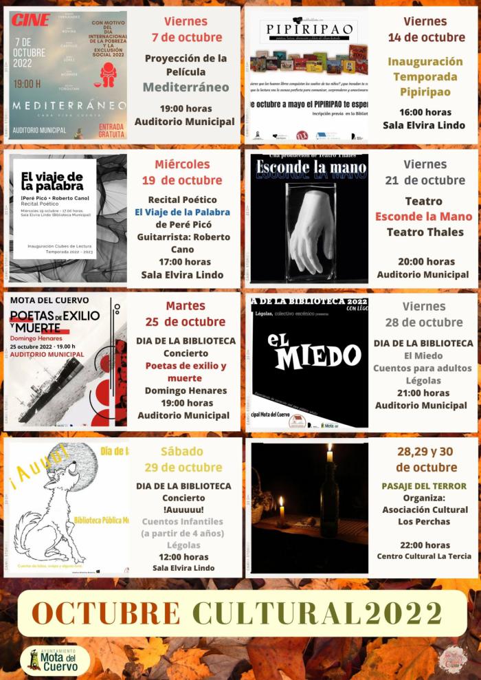 Una variada programación cultural da la bienvenida al mes de octubre en Mota