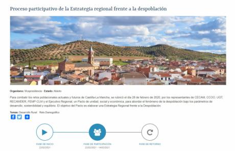 Castilla-La Mancha abre un cuestionario público para elaborar la Estrategia Regional frente a la Despoblación