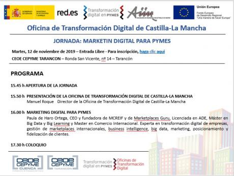 CEOE CEPYME Tarancón acogerá este martes una jornada de marketing digital para Pymes