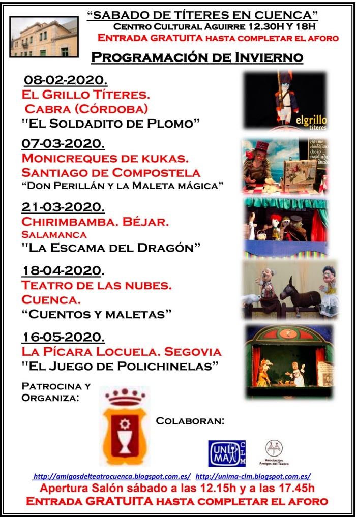 Las actuaciones de Sábado de Títeres, cuya programación de invierno se inicia este fin de semana, serán gratuitas