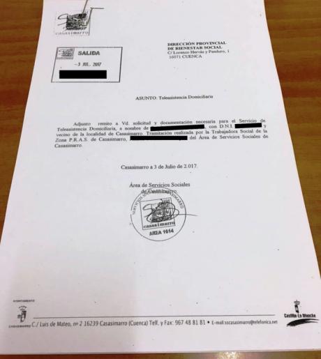 El PP denuncia el caso de un anciano de Casasimarro que lleva siete meses esperando a que la Junta le conceda la Teleasistencia