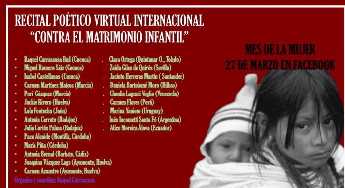 Recital poético virtual internacional en contra del matrimonio infantil