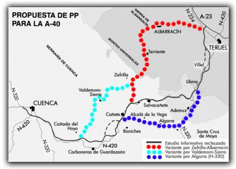 Fomento estudia diversas alternativas en el tramo de la A-40 entre Cuenca y Teruel